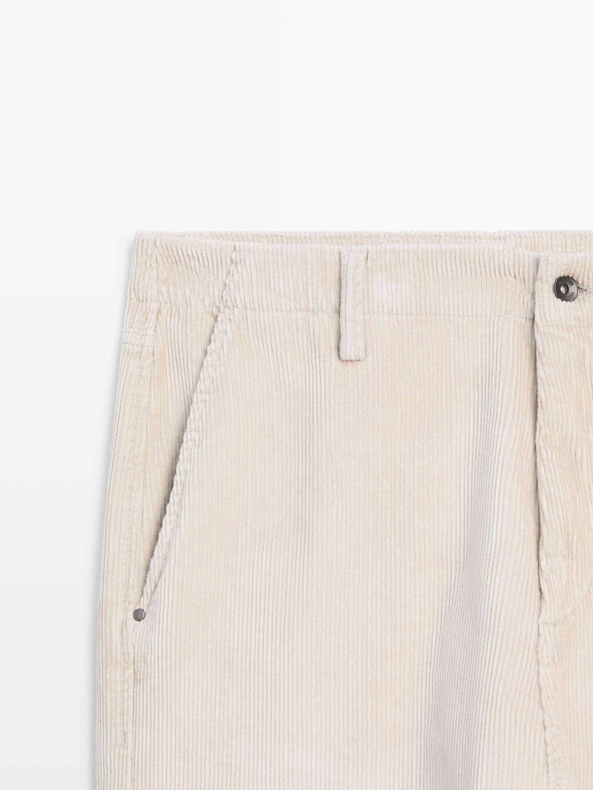 Relaxed fit corduroy denim-effect trousers